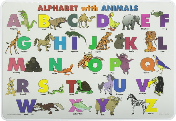 Painless Learning Alphabet With Animals Placemat