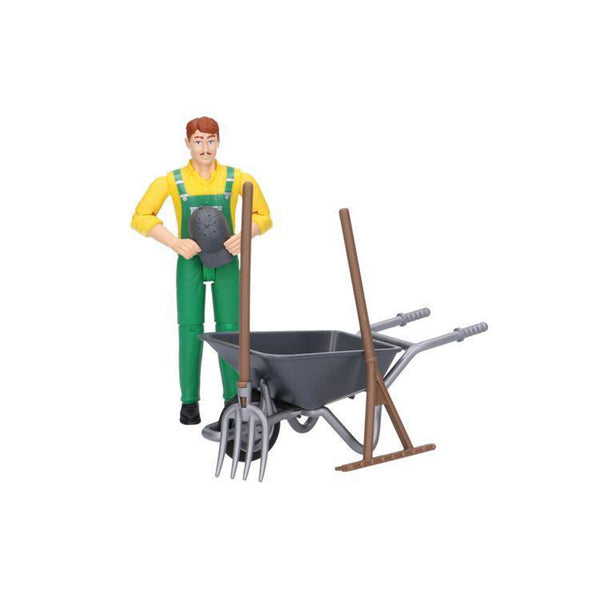 Bruder Farmer With Wheel Barrow And Accessories #62610