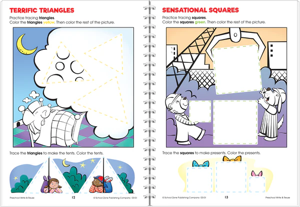 School Zone Preschool Write & Reuse Activity Workbook