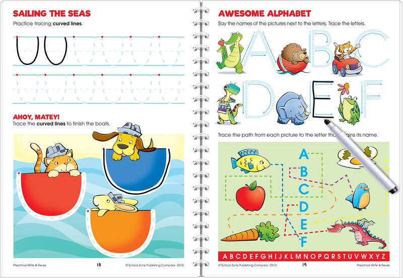 School Zone Preschool Write & Reuse Activity Workbook