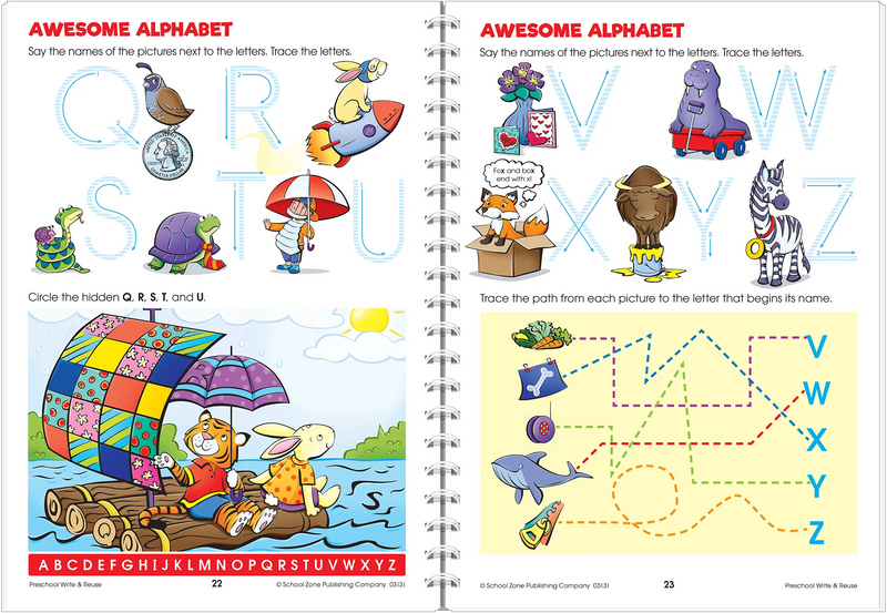 School Zone Preschool Write & Reuse Activity Workbook
