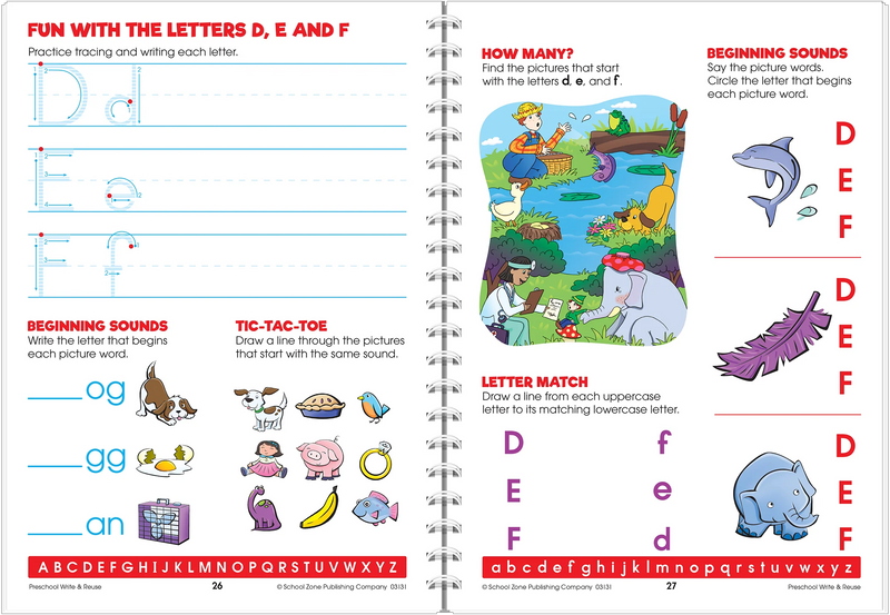 School Zone Preschool Write & Reuse Activity Workbook