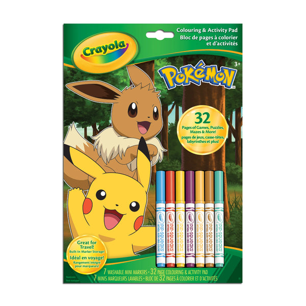 Crayola Colouring And Activity Pad With 7 Markers Pokemon