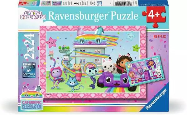 Ravensburger Gabby's Dollhouse 2 x 24 Piece Puzzles Ready To Party!
