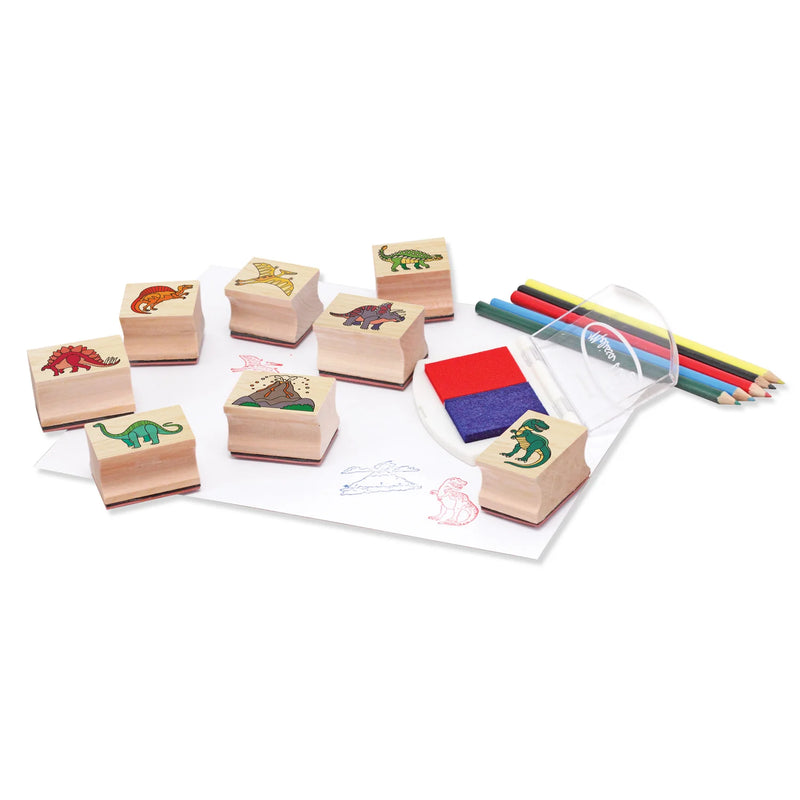 Melissa & Doug Deluxe Wooden Dinosaur Stamp Set