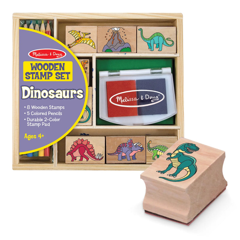 Melissa & Doug Deluxe Wooden Dinosaur Stamp Set