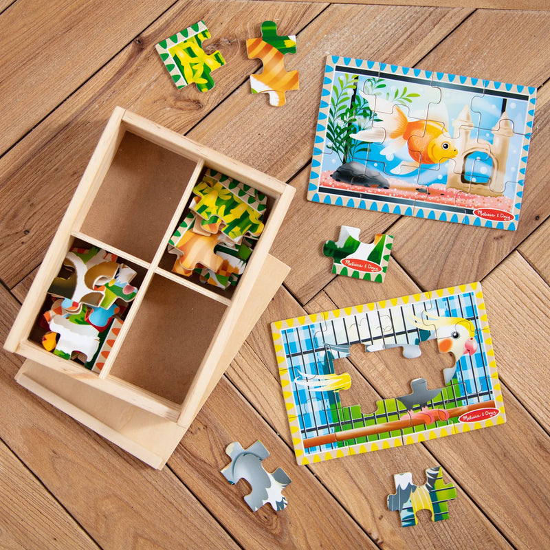 Melissa & Doug 4 In 1, 12 Piece Puzzles In A Box Pets