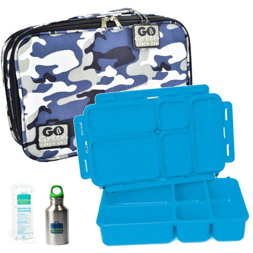 Go Green Lunchbox Set Large Size, 5 Compartments Blue Camo
