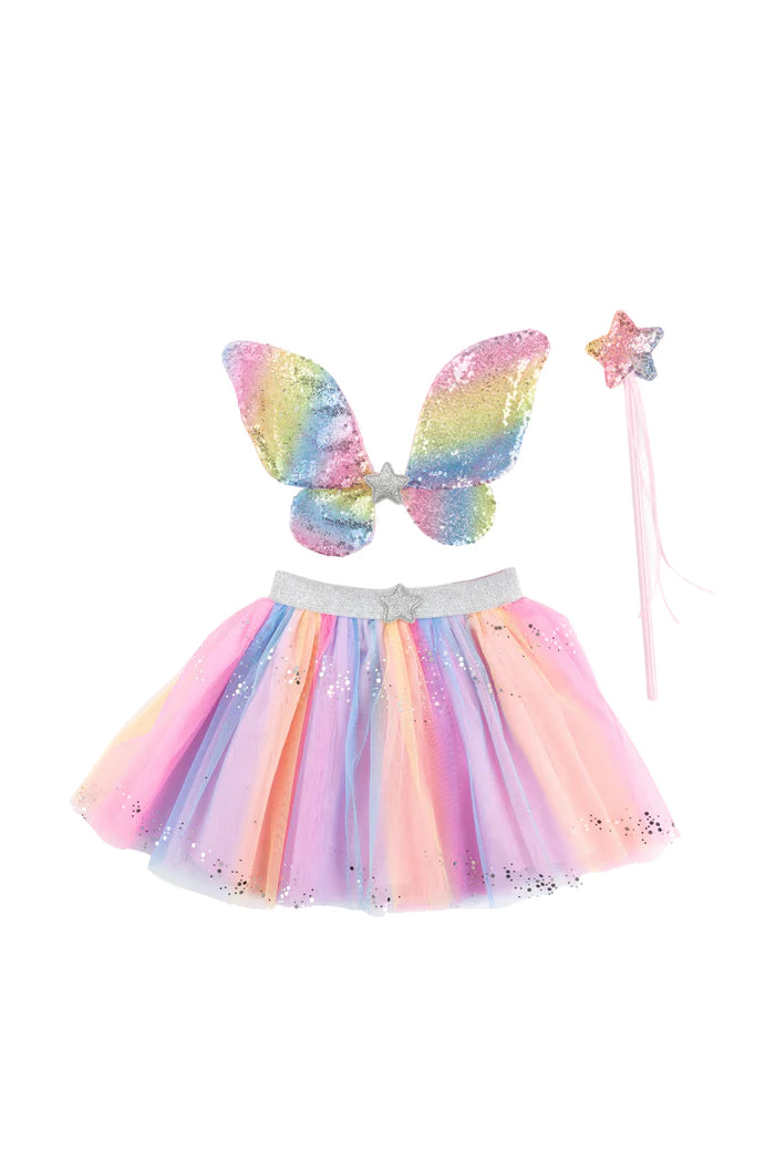 Great Pretenders Rainbow Sequin Skirt, Wings And Wand Size 4-6