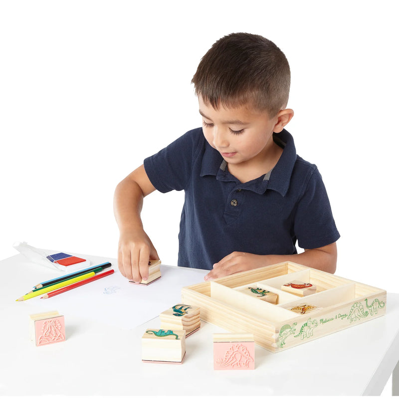 Melissa & Doug Deluxe Wooden Dinosaur Stamp Set