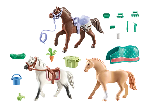 Playmobil Horses Of Waterfall Three Horses With Saddles