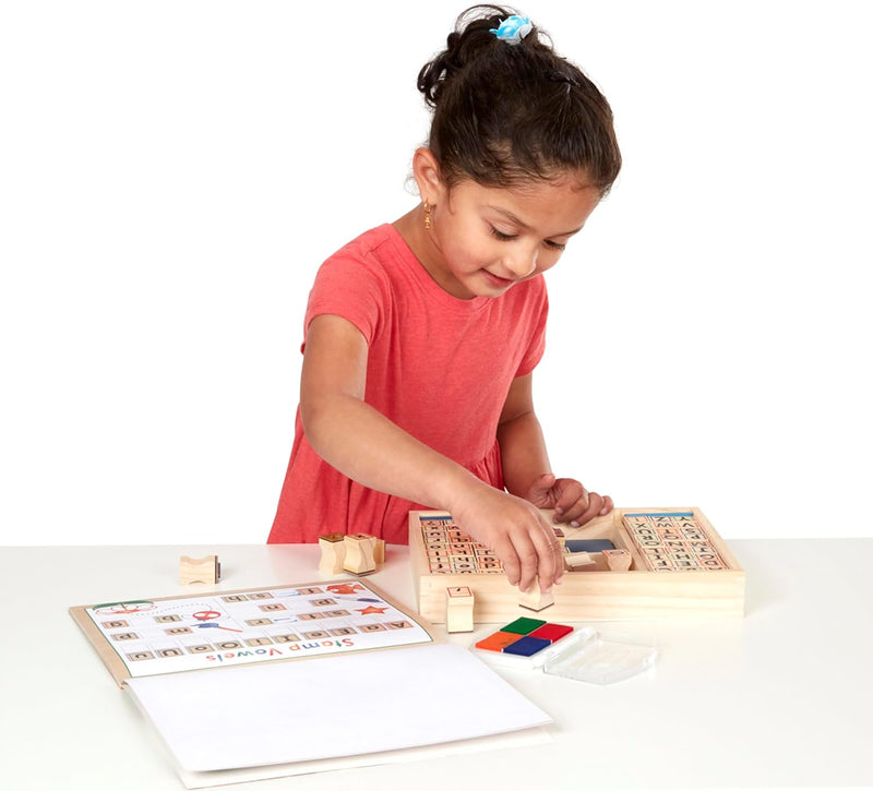 Melissa & Doug Deluxe Wooden Stamp Set ABCs And 123s