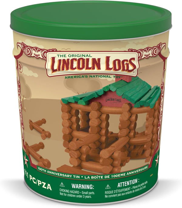 Lincoln Logs 111 Pieces 100th Anniversary Tin