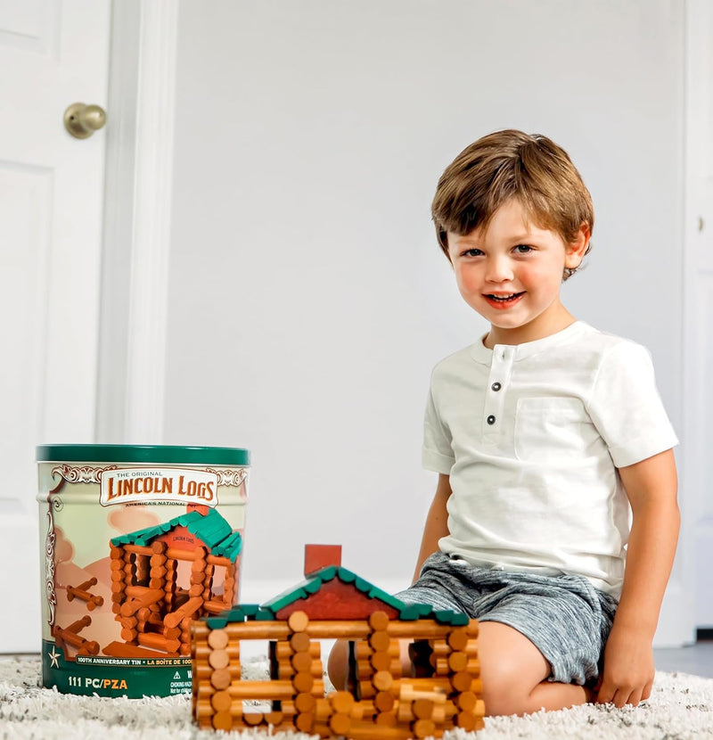 Lincoln Logs 111 Pieces 100th Anniversary Tin