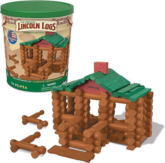 Lincoln Logs 111 Pieces 100th Anniversary Tin