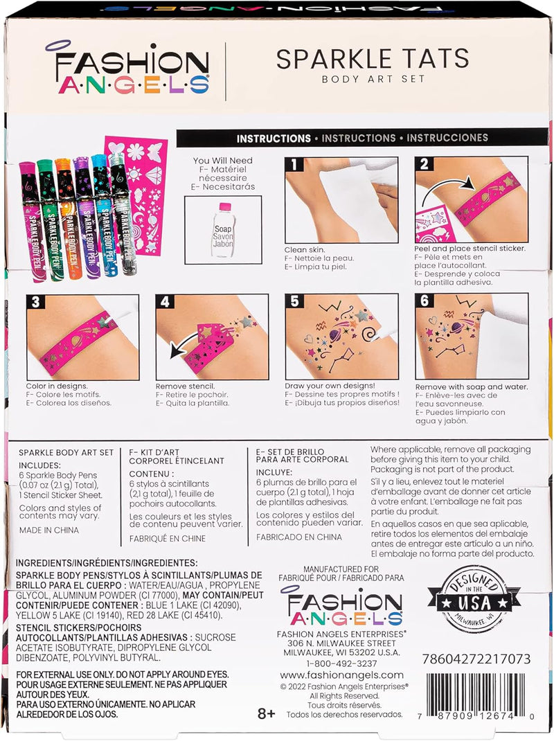 Fashion Angels Sparkle Tats Tattoo Pens And Art Set