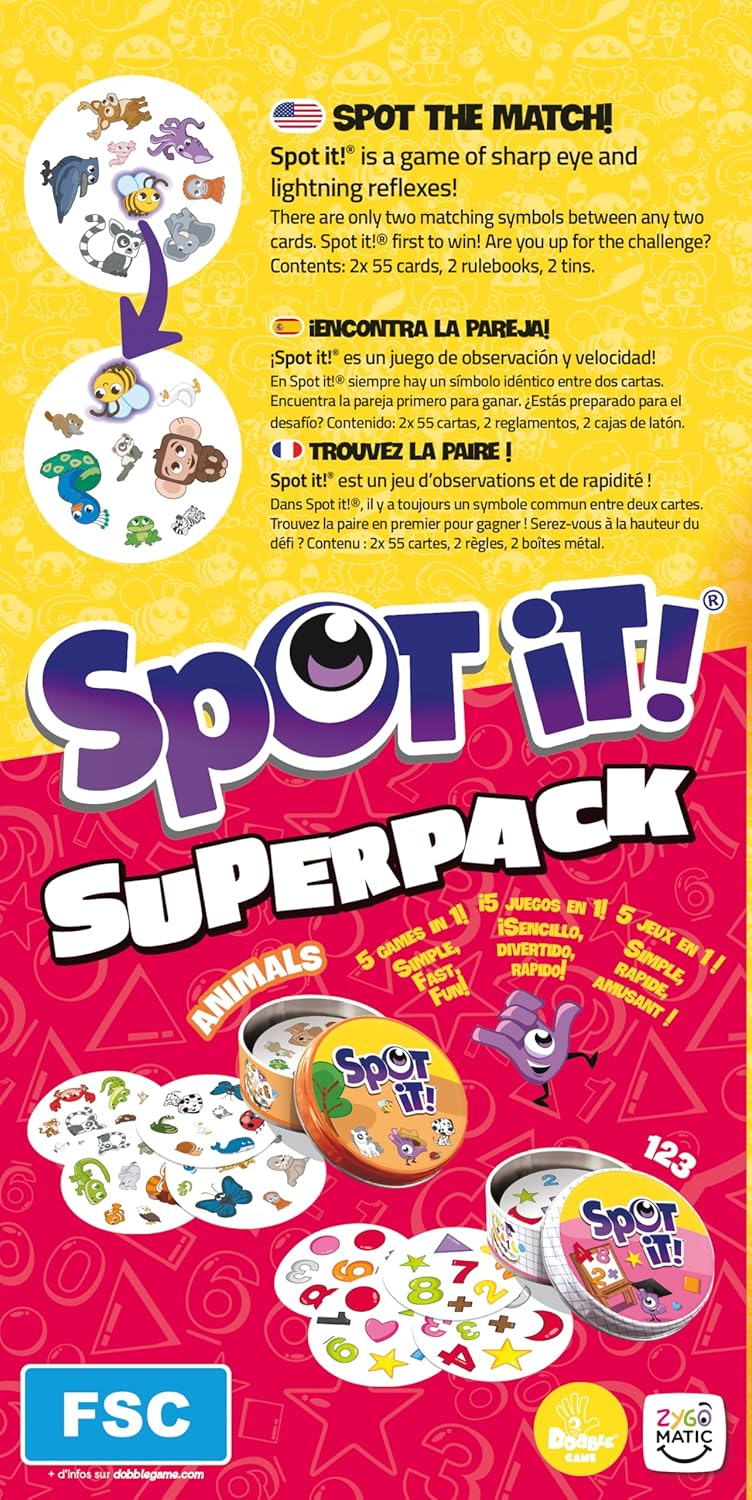 Blue Orange Spot It! Super Pack Animals And 123