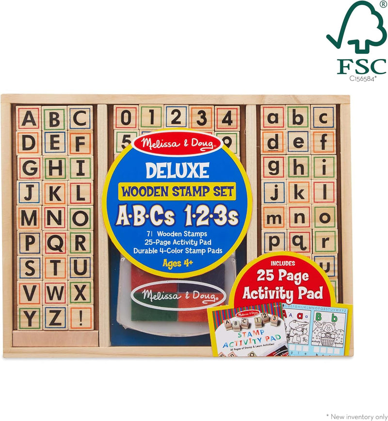 Melissa & Doug Deluxe Wooden Stamp Set ABCs And 123s