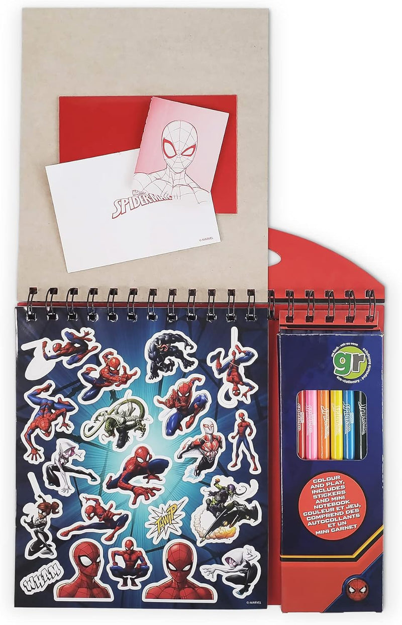 Greenre Spiderman Colouring Pencils and Activity Pad 35 Pieces