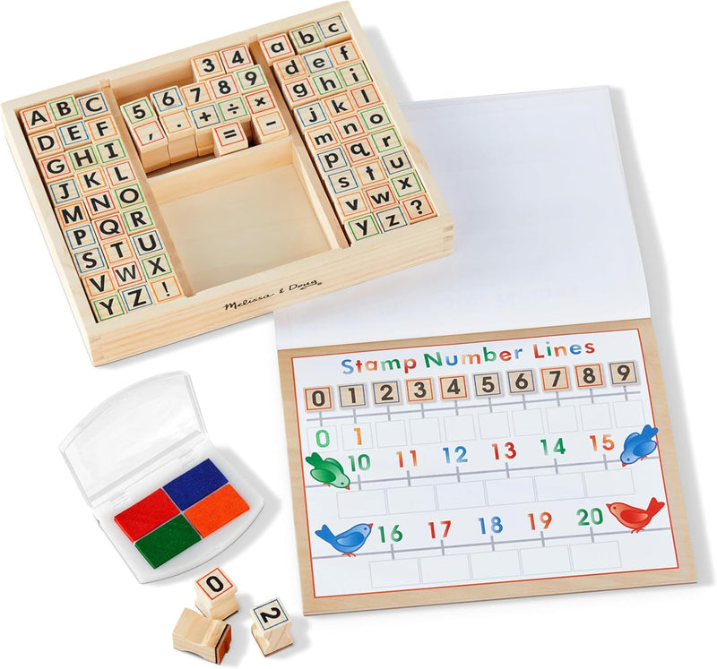 Melissa & Doug Deluxe Wooden Stamp Set ABCs And 123s