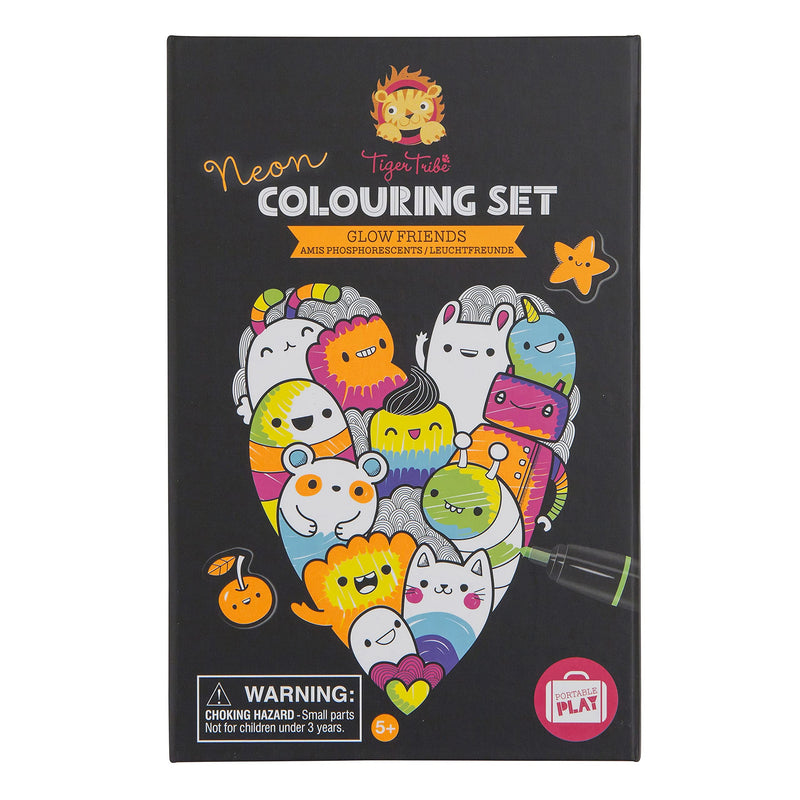 Tiger Tribe Neon Colouring Set Glow Friends