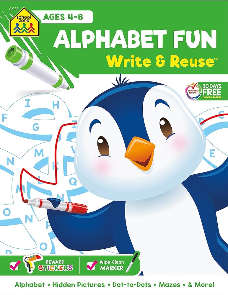 School Zone Alphabet Fun Write & Reuse Activity Workbook