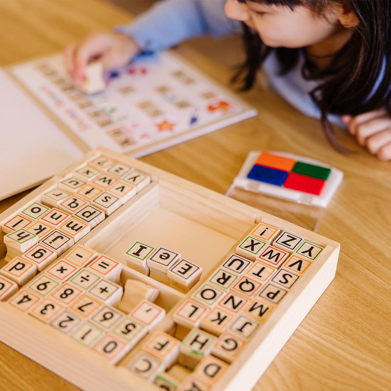 Melissa & Doug Deluxe Wooden Stamp Set ABCs And 123s