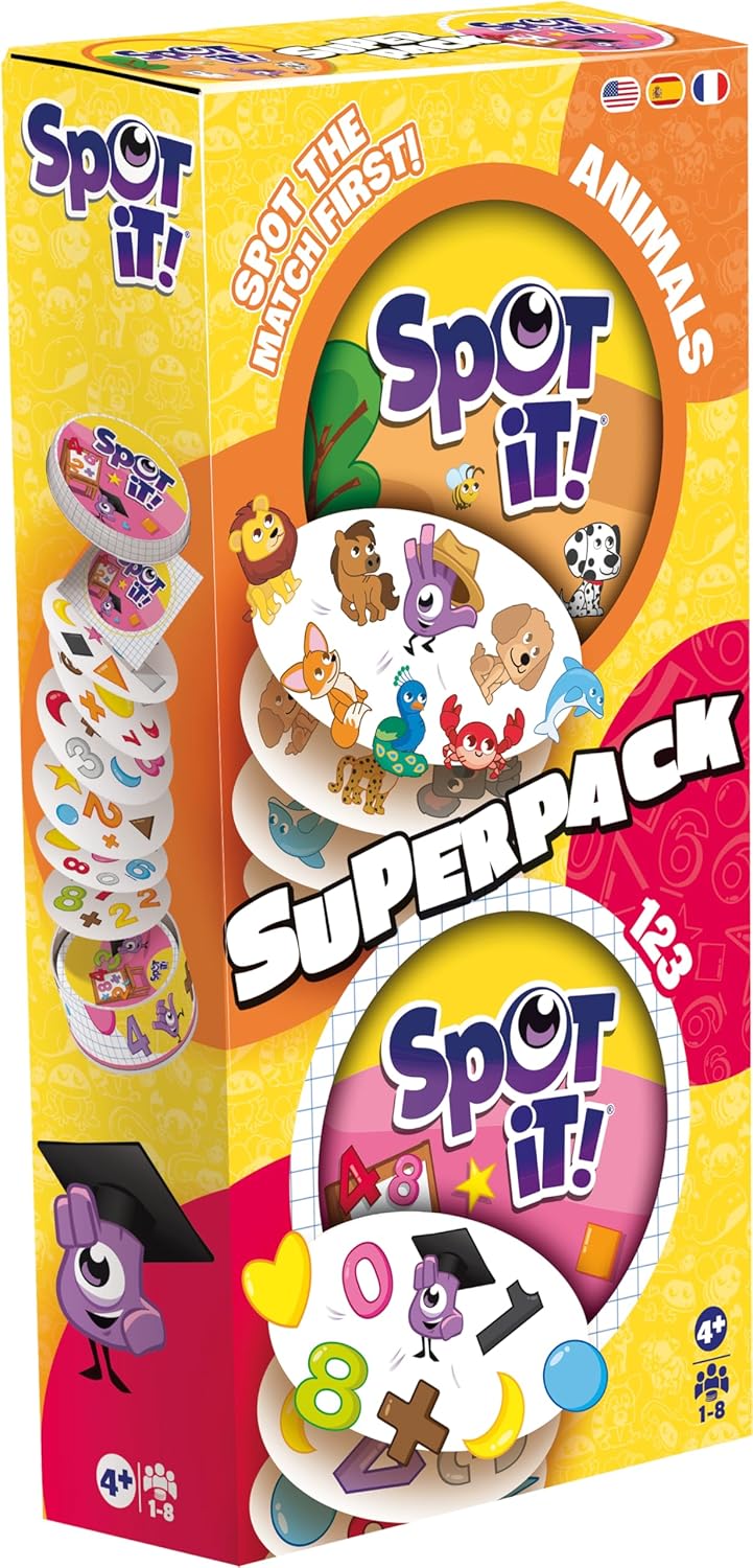 Blue Orange Spot It! Super Pack Animals And 123