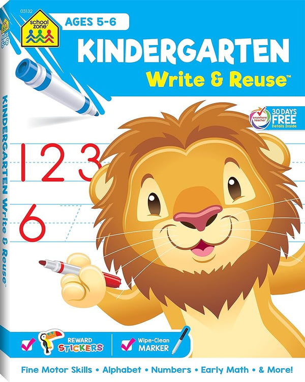 School Zone Kindergarten Write & Reuse Activity Workbook