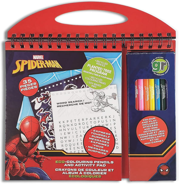 Greenre Spiderman Colouring Pencils and Activity Pad 35 Pieces