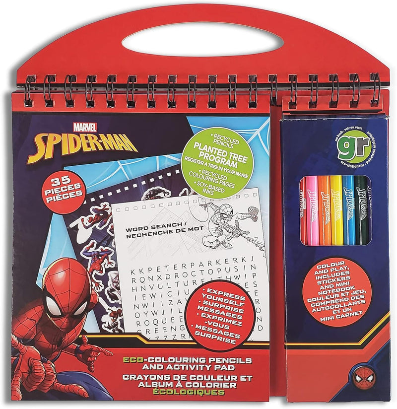 Greenre Spiderman Colouring Pencils and Activity Pad 35 Pieces