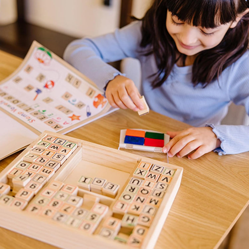 Melissa & Doug Deluxe Wooden Stamp Set ABCs And 123s