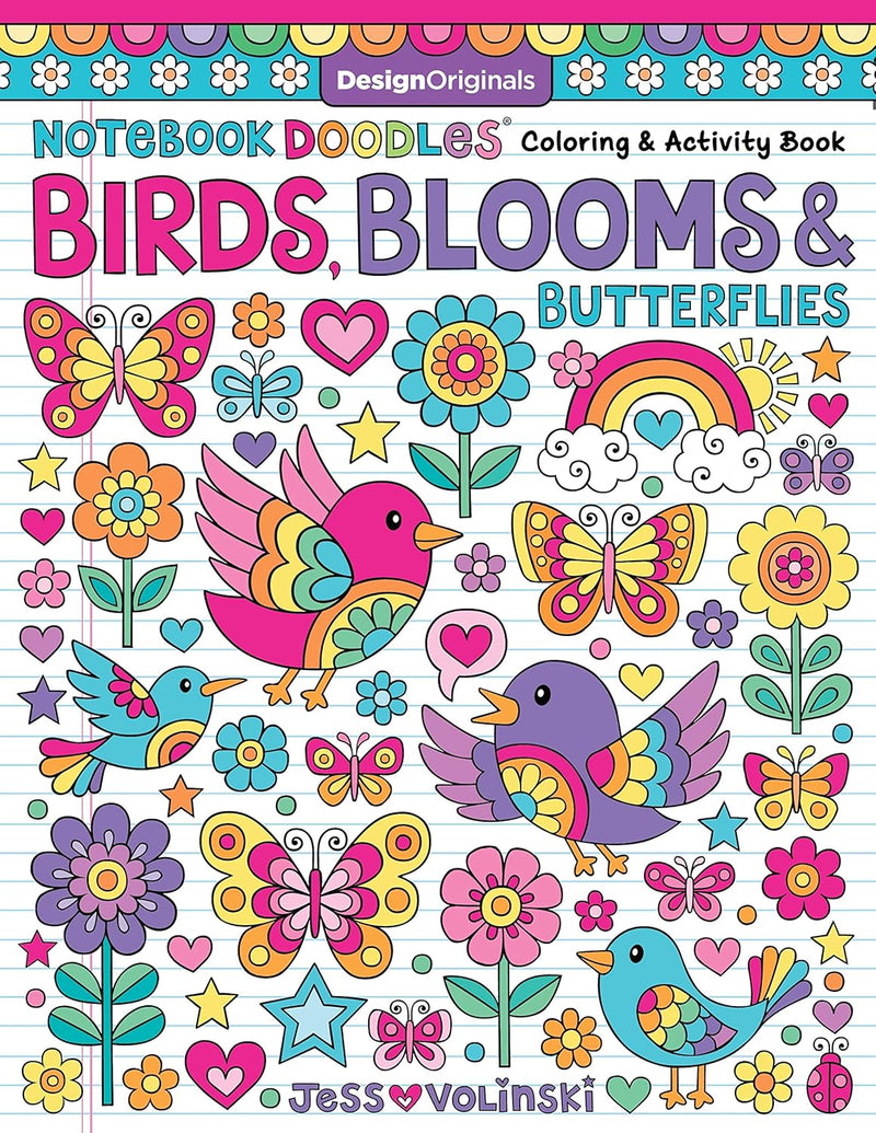 Birds Blooms And Butterflies Notebook Doodles Colouring And Activity Book