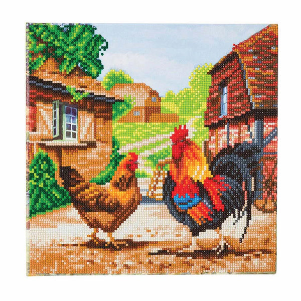 Crystal Art Medium Framed Kit Farmyard Chickens