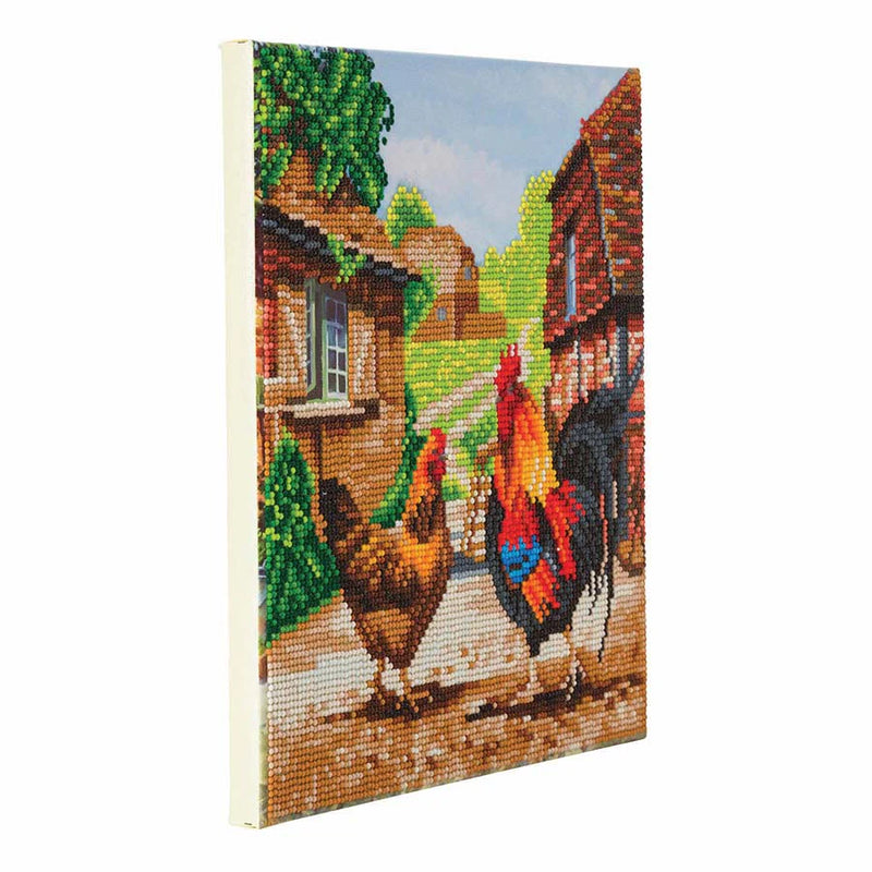 Crystal Art Medium Framed Kit Farmyard Chickens