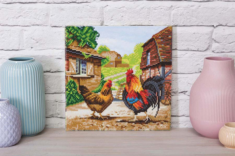 Crystal Art Medium Framed Kit Farmyard Chickens