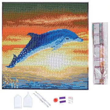 Crystal Art Medium Framed Kit Dolphin Sunrise