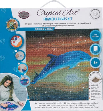 Crystal Art Medium Framed Kit Dolphin Sunrise