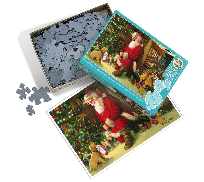 Cobble Hill Xmas 350 Piece Family Puzzle Santa's Lucky Stocking