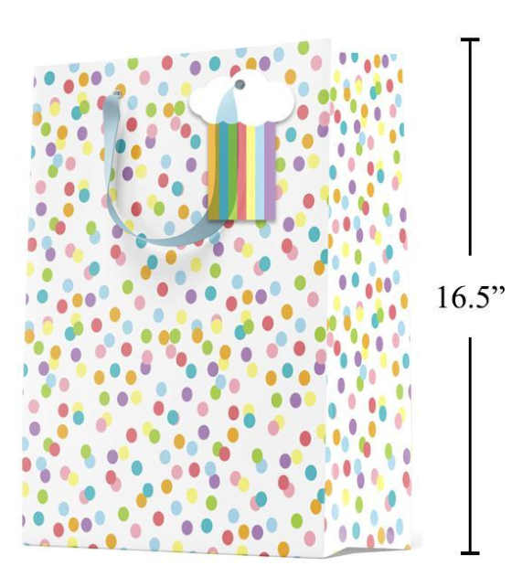 Gift Bag White Rainbow Dots