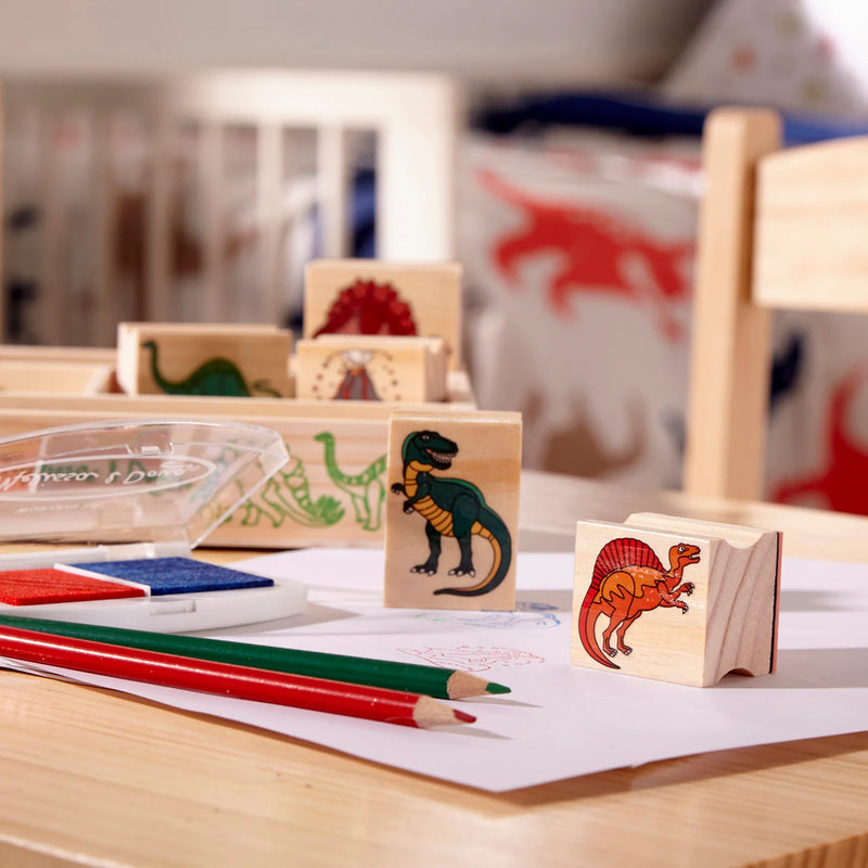 Melissa & Doug Deluxe Wooden Dinosaur Stamp Set