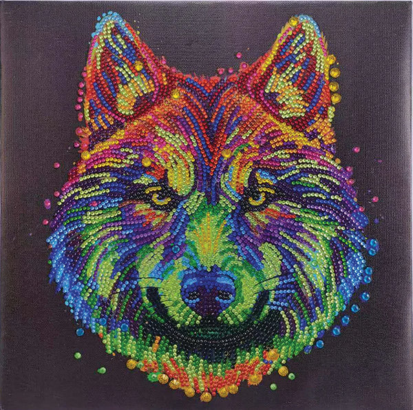 Crystal Art Medium Framed Kit Colourful Wolf