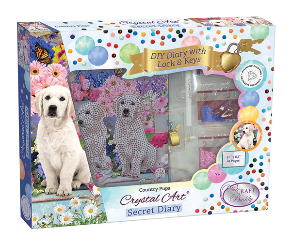 Crystal Art Secret Diary Kit: Country Pups