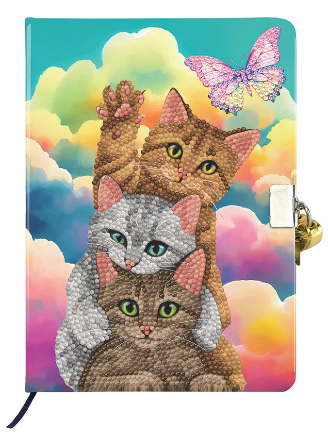 Crystal Art Secret Diary Kit: Kitten Clouds