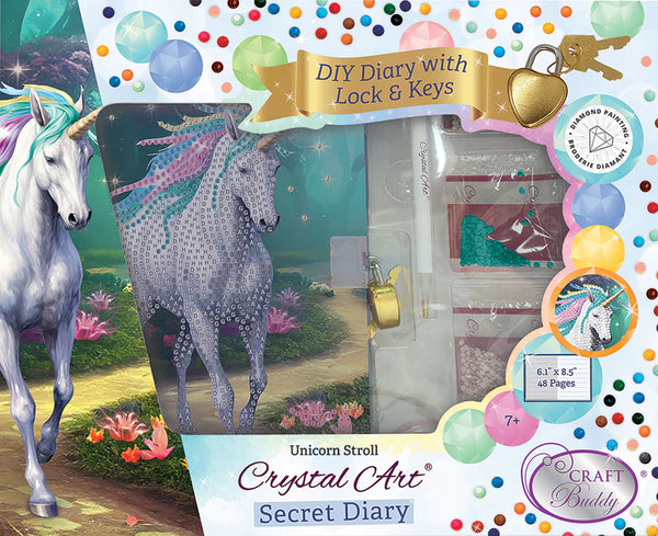 Crystal Art Secret Diary Kit: Unicorn Stroll