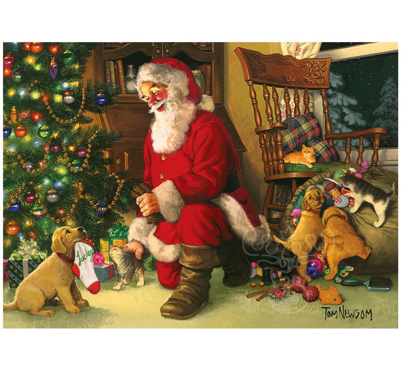 Cobble Hill Xmas 350 Piece Family Puzzle Santa's Lucky Stocking