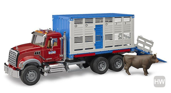 Bruder Mack Granite Cattle Transport With 1 Cattle 02830