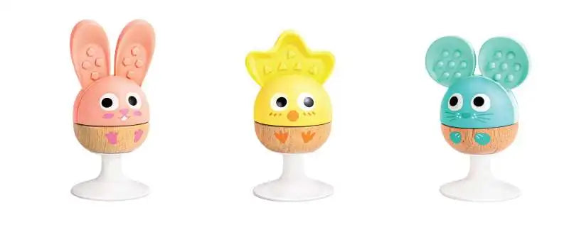 Hape Cheery Critter Stay-Put Rattle Trio