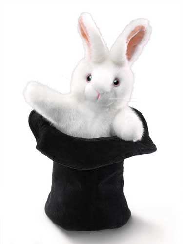 Folkmanis Rabbit In A Hat Puppet