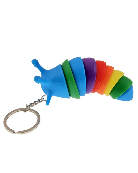 Rainbow Wriggly Slug Key Chain